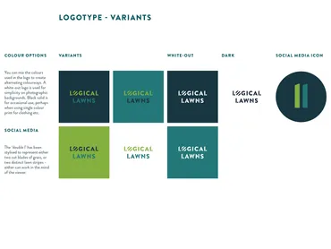 Logical Lawns colour palette brand guidelines