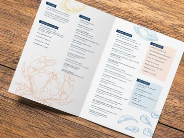 Harbour Lights menu design mockup