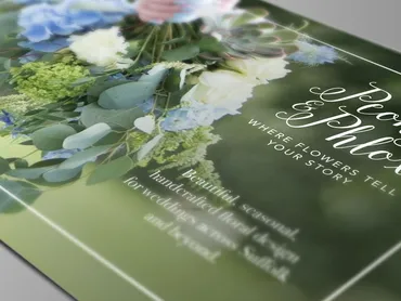 Flyer design for Peony & Phlox florist brand identity by Thinksay Creative Communications