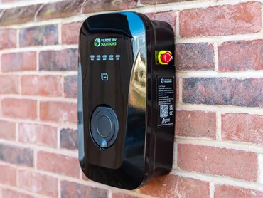 Verde EV Solutions electric vehicle charger — commercial product photography by Thinksay