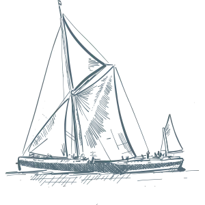 Hand-drawn illustration of the Crown's namesake boat, Manningtree